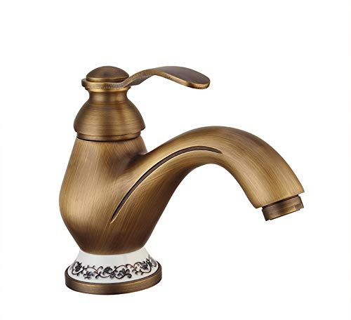 Wasserhahn Bad Waschtischarmaturen Bronze (Antikes Messing Einhandmischer Waschtischmischer, Kaltes Und Heißes Wasser)