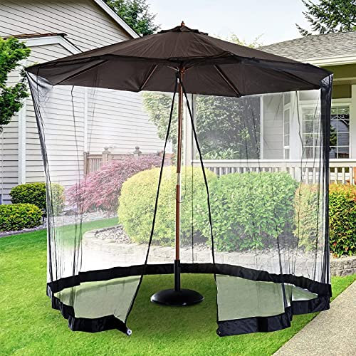 RDJSHOP Neues Zylindrisches Moskitonetz für Sonnenschirm, Insektenschutz Mückennetz für Den Gartenschirm, 300x230cm Sonnenschirm Moskitonetz Abdeckung mit Reißverschluss und Beschwerung,Black