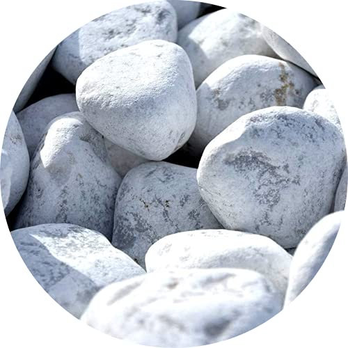PSB Decorative Stones Pebbles/Chippings Cobbles Slate Gravel Aggregate, 20kg bag (Snow White Pebbles 60-120mm)