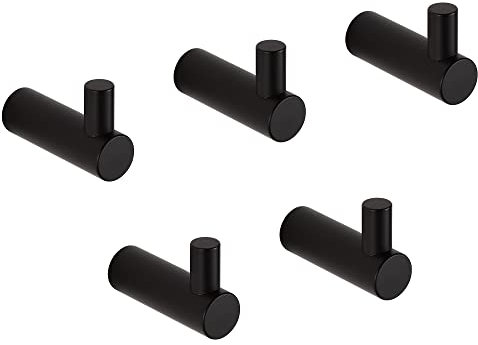 BVL Wandhaken Schwarz, 5 Stück Kleiderhaken Wand, Handtuchhaken 304 Edelstahl für Bad & Küche