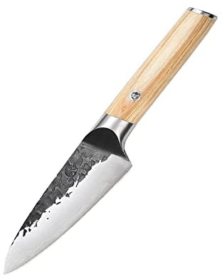 MITSUMOTO SAKARI Coltelli da Cucina 11 cm, Classico Giapponese Coltello Cucina ad alto di Carbonio, Forgiato a Mano Professionale Spelucchino per Frutti per Sbucciare e Affettare