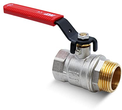 DOJA Barcelona | Palanca Valvula Bola | Rojo | 1 | M - H | Palanca Llave Paso Fontaneria de Acero al Carbonio | Valvula de Palanca para Bombas de Agua, Tanques, Grifo Exterior, Conexiones de Agua