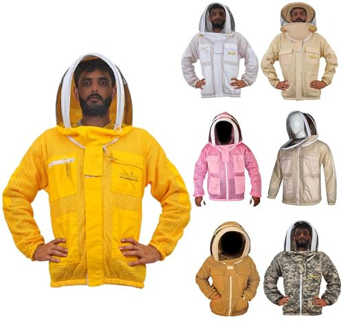 URBANSBEE Imkerjacke mit Fechtschleier Belüftete 3 Schichten - Bienenschutz Beekeeping Jacket, Imkeranzug Imkerschutzkleidung für professionelle Imker