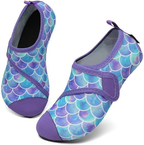 SAGUARO Escarpines Niño Niña Zapatos de Agua Cómodos Antideslizante Calcetines para Piscina Playa Zapatillas Natacion para Río Mar, Touch X, Púrpura, 34/35 EU