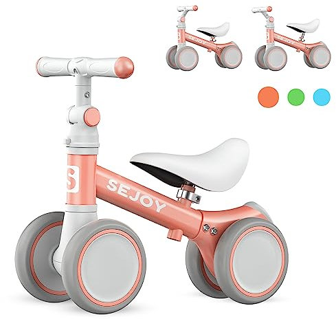 Sejoy Einstellbare Baby Balance Fahrrad für Jungen Mädchen 10-36 Monate Balance Fahrrad, Kleinkind erste Walking Bike,verstellbaren Sitz Griff, Kleinkind Training Fahrrad, 4 Silence Räder,kein Pedal