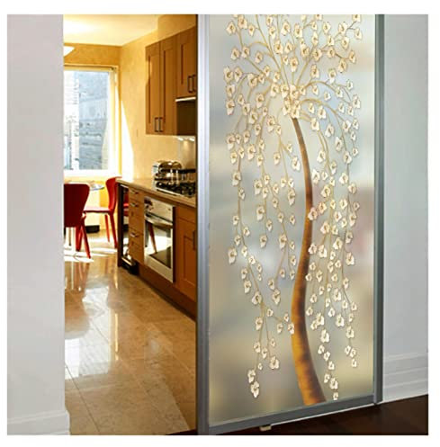 Fensterfolie Fensterfolie, Sichtschutz, Goldener Baum, Nicht klebender Glasaufkleber, Fensterabdeckungen for Heimdekoration Sichtschutzfolie Fenster (Size : 80x120cm)