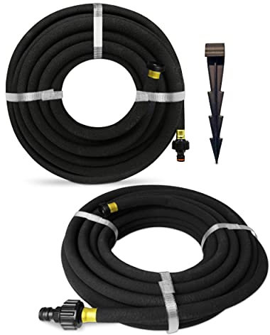 Aqua Drop Soaker Garden Hose – 15m Flexible Hose Pipe – Premium Recycled Rubber Irrigation Pipe with 20 Soaker Hose Pegs – Efficient Plant Watering – Ideal for Home Garden. Set by MYPURECORE