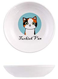Creative Cute Cat Small Saucer Shape Mini Plate Ceramics Cartoon Dish Creative Snack Plate Chinchilla Squirrel Hedgehog Bowl Ceramic Cat Bowls (Color : Blue, Size : S)