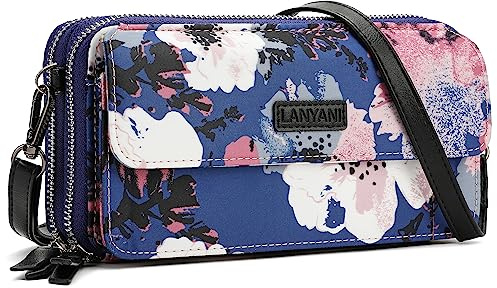 Lanyani Women Wallet RFID Blocking Phone Wallet Wrist Clutch Small Bag with Strap