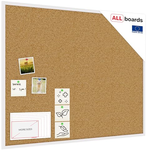 ALLboards Pinnwand mit Weißem Holz Rahmen 100x80cm Korktafel Korkwand Pinnwand Kork