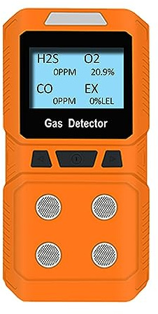 Portable Multi Gas Detector, O2, CO, H2S, EX 4 in 1 Handheld Gas Monitor, Rechargeable Battery Operated Gas Test Analyzer with Voice Light and Vibration Alarm Mode