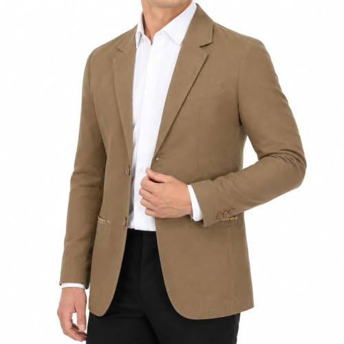 Allthemen Blazer Vintage Cotone Uomo Casual Giacca Slim Suit | Revers,Elegante Tinta Unita,2 Bottoni,Elastico,Sportiva Leggera,Primavera e Autunno,Tre Tasche,Non Necessita Di Stiratura