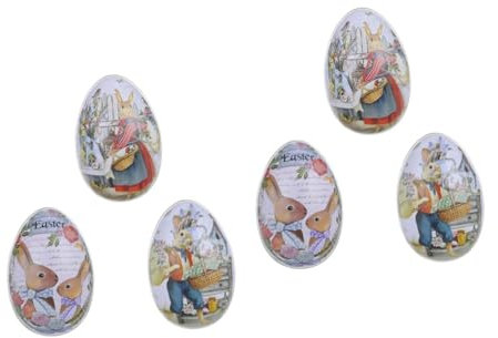 Gatuida 2sets Easter Egg Holder Box Strong Tinplate Candy Storage Case Festive Decor 3pcs*2 Style