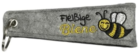 Generisch Schlüsselanhänger Fleißige Biene hellgrau oder dunkelgrau Filz ca.14cm lg 4cm breit Bienen Imker