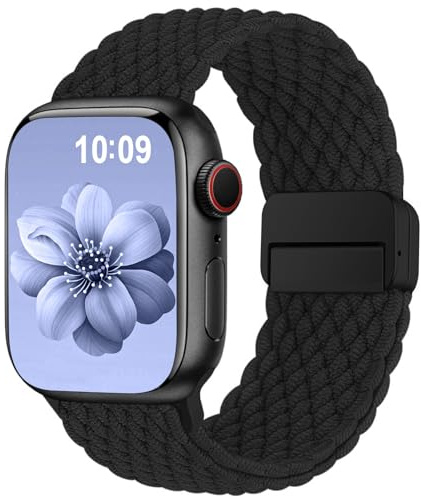 Higgs Bracelet Élastique Magnétique pour Bracelets Apple Watch Femme Homme | Bracelet Solo Loop nylon 38mm 40mm 41mm 42mm 44mm 45mm 46mm 49mm,Bracelet sport pour Serie 11 10 9 8 7 6 5 4 3 2 1 SE Ultra