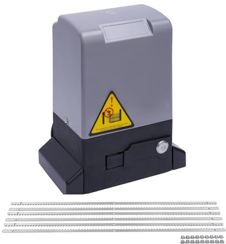 Juego de accionamiento para puerta corredera hasta 1200 kg, accionamiento para puerta de patio, accionamiento de puerta de garaje con 2 mandos a distancia, abridor automático de puerta corredera con 6