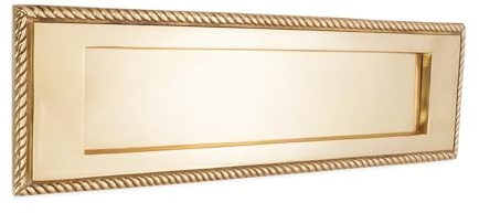 Infinity Decor Georgian Style 10” Solid Brass Sprung Letter Box Postal Plate for Front Doors (Polished Brass)