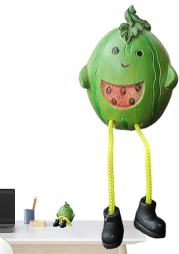 Sitting Figurines for Shelves, Dolls with Dangling Legs, Long Legged Dangling Doll in Fruit Shape Sculptures, Creative Shelf Decoration for Desk, Bookcase, Living Room