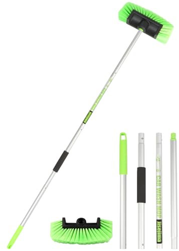 Five-Sided PBT Car Wash Brush 60” 151cm with Extendable Long Handle Soft Bristle Scrub Detail Brush for Exterior Interior Car SUV Truck Caravan Boat Tyres Solar Panel House Siding Cleaning Sweep Snow