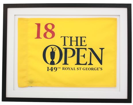Flag Display Frame. Frame size: 45.5x60cm. Perfect for Golf Flags and other flag memorabilia | The Open | The Masters | Empty Frame to display your flag. (Black Frame - White Mount)