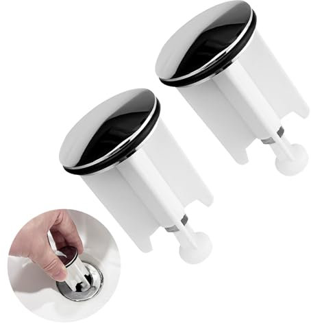 Gvolatee 2 Pezzi Tappo Lavandino Bagno, Tappi Lavandino Cucina, 40 mm Tappo Bidet Universale, Saltarello Lavandino, Tappo di Scarico per Lavabo, Altezza Regolabile, per Il Lavello del della Vasca