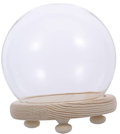 BEBEMOKO Glass Dome Cover Preserved Flower Accessory Ball Display Holder for Artificial Plants