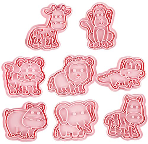 MAGICLULU 8pcs Animal Cookie Molds Plastic Cartoon Baking Cookie Cutters Dino Design for Biscuit Making