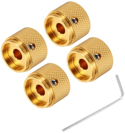 QUARKZMAN 4 Stück Gitarrenknöpfe Metall, Audio-Knopf Drehknopf 6x20x15.5mm Potentiometer Knöpfe mit Madenschraube für E-Gitarre Bass, Glod