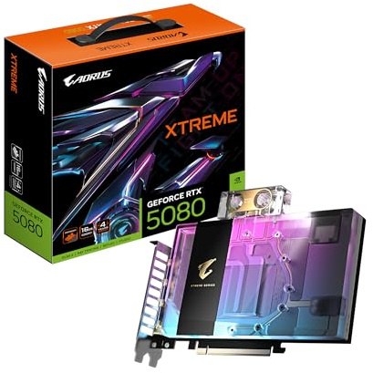 Gigabyte AORUS GeForce RTX 5080 XTREME WATERFORCE WB 16G Scheda Grafica - 16GB GDDR7, 256 bit, PCI-E 5.0, 2805MHz Core Clock, 3 x DP 2.1a, 1 x HDMI 2.1b, NVIDIA DLSS 4, GV-N5080AORUSX WB-16GD