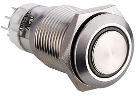 Pulsante Metallico a LED Bianco 16mm Dc12v per Auto