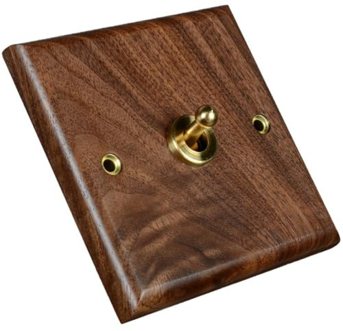 HiyyFloy Interruptor De Panel De Madera Maciza, Luz De Pared, Interruptor De Palanca Retro, Interruptor Eléctrico De Grano De Madera, 1 Interruptor