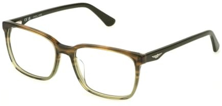 POLICE Brille für Herren, Gestreift, Braun + Grün, 55