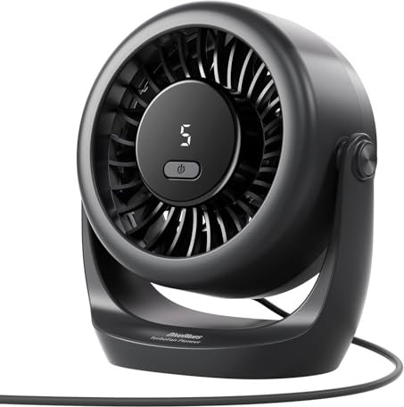 Diveblues Ventilatore da Scrivania USB, Mini Ventilatore Ultra Silenzioso, Potente, Display LED, 5 Velocità, Rotazione 360°, Portatile per Casa, Ufficio & Esterno – TurboBreeze