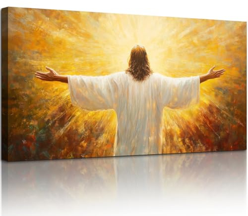 hyidecorart Jesus Christentum Kunst Wandbilder Wohnzimmer 59x119 cm | Wunderschönes Bild, HD-Druck, Einfach Aufzuhängen, Große Formate, Vielseitige Raumdeko, Ruhige Wandkunst, Geschenk