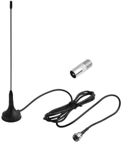 Antenna TV Interna DTA180 per Digitale Terrestre, HDTV Portatile, Compatibile con DTT DVB-T/DVB-T2, Supporta VHF UHF FM e DAB Radio - Base Magnetica, Cavo Coassiale