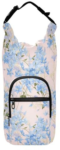 linqin Blue Clematis Flowers Water Bottle Carriers Water Bottle Carrier for Walking Waterbottle Holder Fits 20/24/32/40 oz Bottles