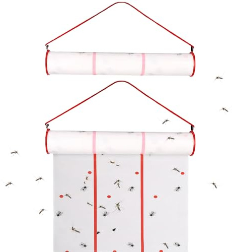 SHITOOMFE Ruban volée, 2pcs 13, 12ft Roule à Mouche Collante, Ruban Horizontal ou Vertical, Rouleau de piège Suspendu pour extérieur/intérieur, Serre, écuries, Jardin, Papier
