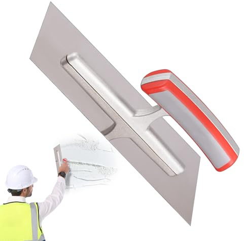 XUQEAYWD Cazzuola lisciante, 25 x 10 cm, con manico ergonomico, spatola lisciante in acciaio inox, per cantieri, magazzini, cortili