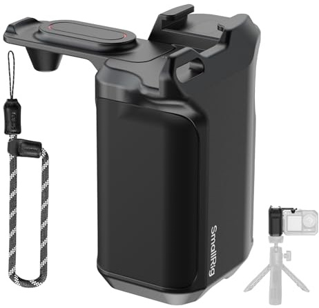 SMALLRIG Streetfotografie Griff für DJI Osmo Action 5 Pro/4/3, Schnellverschluss, Auslöser, Blitzschuh, Handschlaufe, 1/4-Zoll-Gewinde, Kameragriffhalterung für DJI OEM-Käfige - 5826