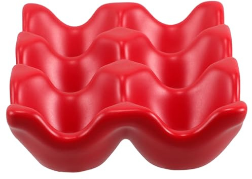 Portauova Vassoio Porta Uova 6 Posti in Ceramica Rosso | Tavolo da Pranzo e Piano Cucina, Funzione Decorativa e Contenimento, Facile da Pulire