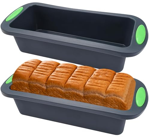 LUPATDY Set di 2 Stampo per Pane in Cassetta, Stampi in Silicone Rettangolari 28 x 12,5 x 6 cm, Senza BPA, Resistenti al Calore, Riutilizzabili per Pane, Torte, Brownies, Lasagne