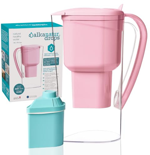 Jarra Filtradora Agua Grifo ALKANATUR 1,4 L Baja Emisión en Magnesio | Agua Filtrada Filtración Avanzada de Bajas Emisiones pH Alcalino Elimina Cloro Metales Pesados Microplásticos Libre BPA