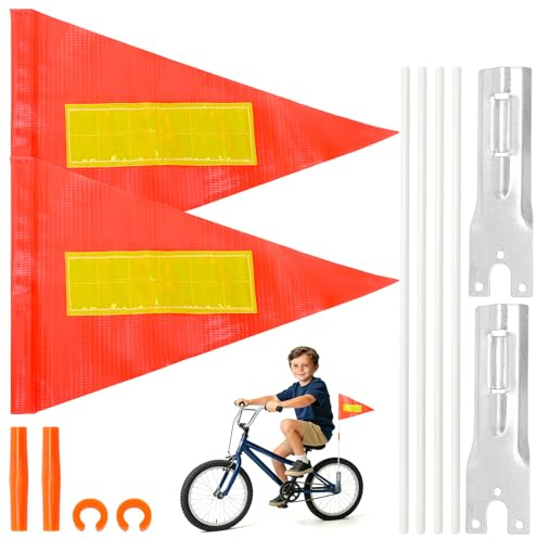 MAIXINNEW 2 Stück Fahrradwimpel für Kinder, Fahne Fahrradanhänger Reflektierende, Sicherheitswimpel Kinderfahrrad, Verstellbare Fahrradwimpel für im Freien radfahrende Kinder, Warnschild