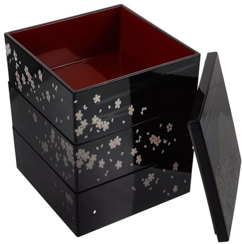 ibasenice Caja Bento Japonesa Pequeña de 3 Capas, Caja de Sushi Estilo Japonés 12.5x12.5x16 Cm, Contenedor Ligero y Compacto para Llevar Comida, Estuche Bento Tradicional para Adultos