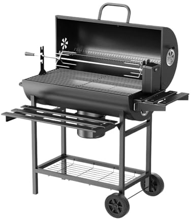 Parrilla de barbacoa carbón barril Compatible con pincho asadores eléctricos