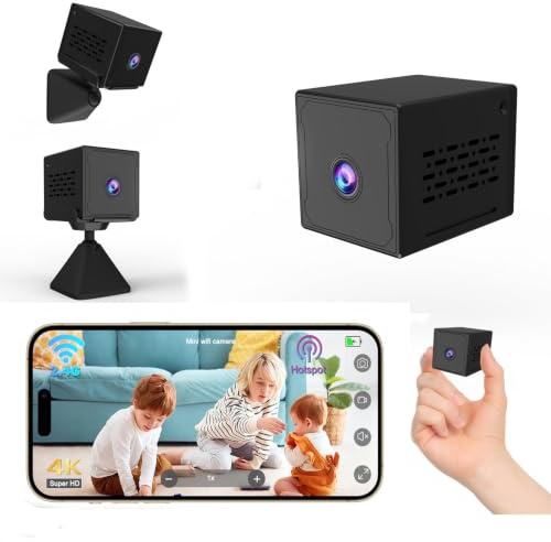 Mini Telecamera Spia Nascosta, 4K FHD Telecamera Spia con Visione Notturna e Rilevamento Movimento, Microcamera Spia con Batteria 2000mAh, Mini Telecamera Wifi/Senza Wifi, Spy Cam per Interno Estern