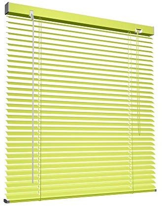 Victoria M. Aluminium Jalousie 25mm, 80 x 130 cm, gelb | Feuchtigkeitsbeständige Innenjalousie, Schraub-/Klemmmontage ohne Bohren inkl. Klemmclips