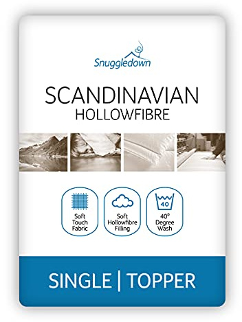 Snuggledown escandinavo colchón Topper, Microfibra, Blanco, Solo