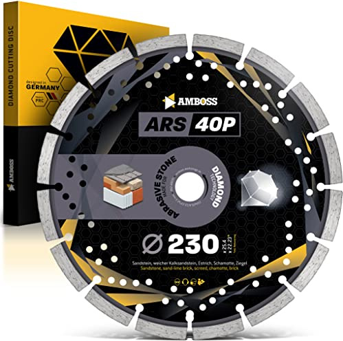 Amboss ARS 40P - Diamant-Trennscheibe Ø 230 mm x 22,2 mm/25,4 mm - Sandstein/weiche Kalksteine/Estrich/Schamotte/Ziegel | Segmenthöhe: 10 mm (gesintert)