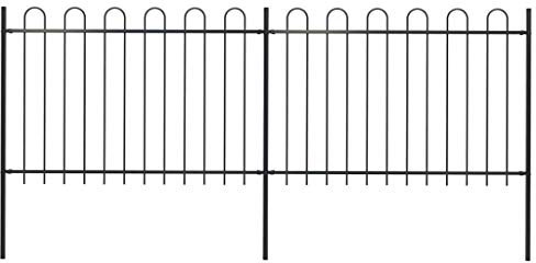 vidaXL Recinzione da Giardino con Parte Superiore ad Anello in Acciaio 359x120 cm Nera
